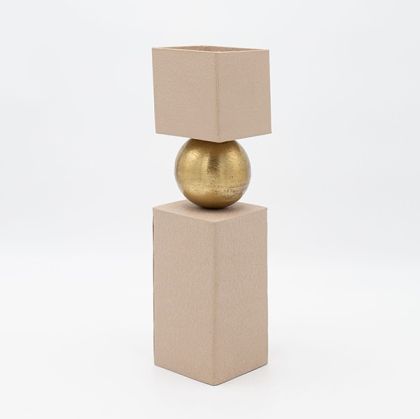 Метална ваза бежово-златиста 8x8x32см