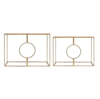 Метална конзола S/2 със стъклен плот, златиста, 107x35.5x79см / 102x30.5x74см