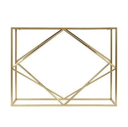 Метална конзола със стъклен плот, златиста 107x30.5x79см