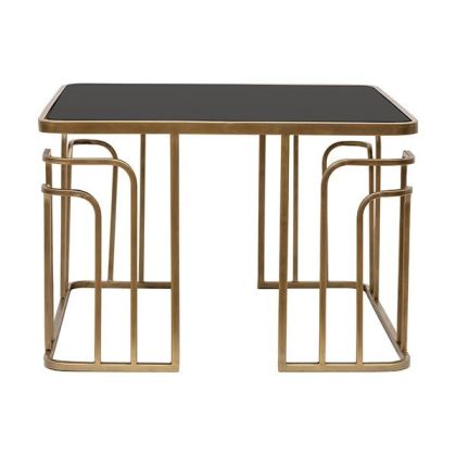 Метална маса със стъклен плот, златиста, 60x60x40.5см