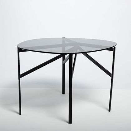 Метална маса черна - стъклен плот 70.5x52x45см