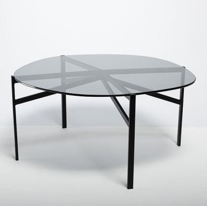 Метална маса черна - стъклен плот 73x72x35см