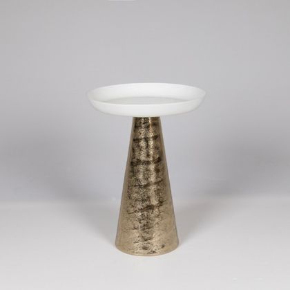 Метална помощна маса, бяло-златна, 35x18x45см