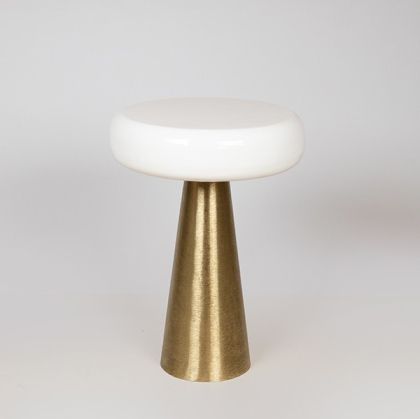 Метална помощна маса, бяло-златна, 41x41x56см