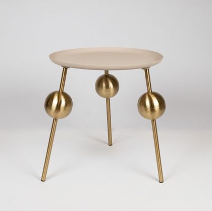 Метална помощна маса, златисто цвят, 50x50x50 см