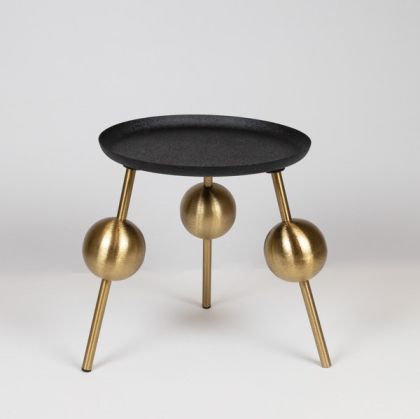 Метална помощна маса, черно-златна, 41x41x45см