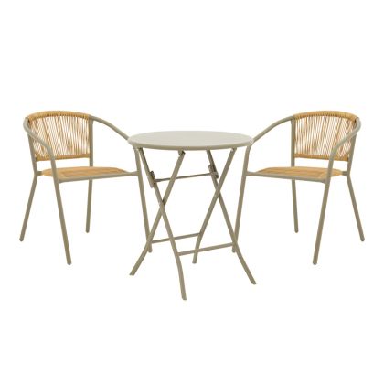 МЕТАЛНА ТРАПЕЗАРНА МАСА ALBERO-LINDARIA В ЦВЯТ ШАМПАНСКО, РАЗМЕРИ 60X70 СМ