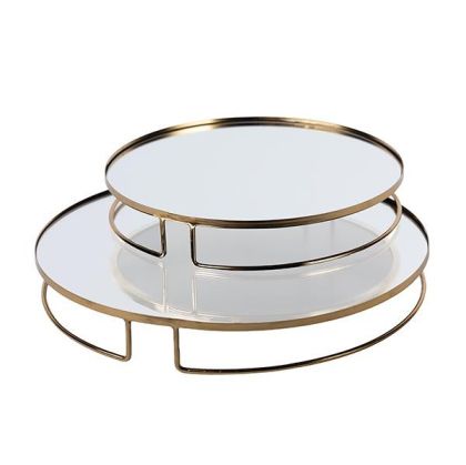 МЕТАЛНИ ПОДНОСИ S/2 - ОГЛЕДАЛНО ЗЛАТИСТА 39X39X5СМ / 30.5X30.5X5СМ