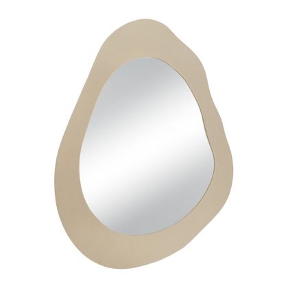 МЕТАЛНО СТЕННО ОГЛЕДАЛО С НЕПРАВИЛНА ФОРМА В КРЕМАВ ЦВЯТ 62X2X82 СМ