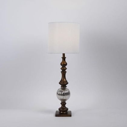 Настолна лампа от полирезин бяло-кафява 19x60см