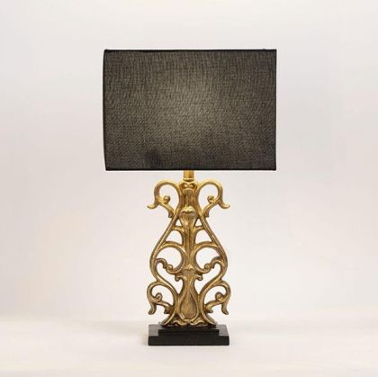 Настолна лампа от полирезин черно-златна 29.5x50см