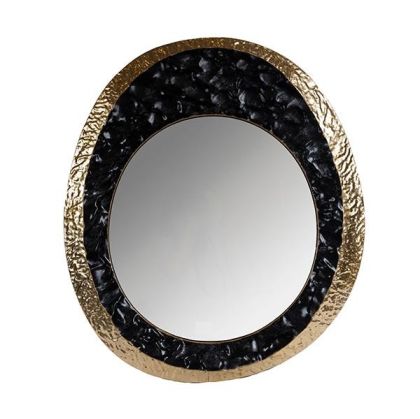 Огледало овално металик златисто - сиво 68x4x78см