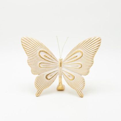 Пеперуда от полирезин, златна 24.5x9x16.5см