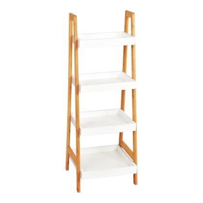 ПОДОВА ЕТАЖЕРКА LEBY БАМБУК-MDF В БЯЛО-ЕСТЕСТВЕН ЦВЯТ 35X34X98СМ