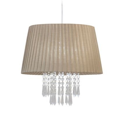 Полилей с платнен абажур, цвят екрю, 32x40 см