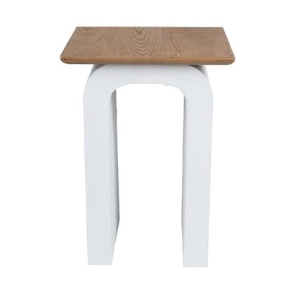 Помощна маса дървена бяла - натурална 40x40x55см