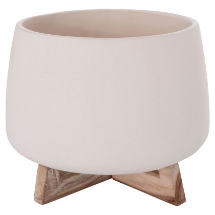 Саксия Frello Hm4674.02l от фиброцимент в стойка от бял тик 29x29x23.5всм.