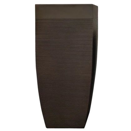 Саксия от влакноглинена саксия, тъмнокафяви раирани, висока, квадратна, извита, гигантска - 44x44x100 см
