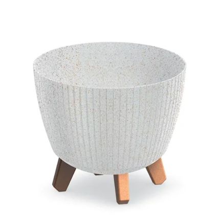 САКСИЯ ОТ ПЛАСТМАСА LAMIA ECO WOOD, БЯЛ ЦВЯТ, 23X23X24CM