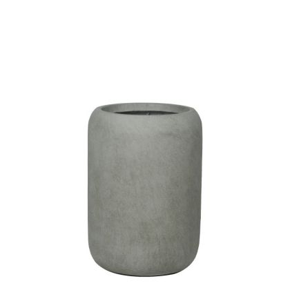 Саксия от фиберглина, сива, маслена, помпа, висока, малка - Φ32x45см