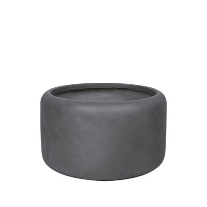 Саксия от фиберглина, сива, с въглищна бухел, помпа, къса, голяма - Φ55x33см