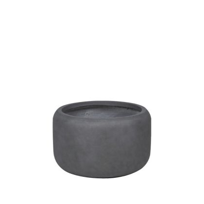 Саксия от фиберглина, сива, с въглищна бухел, помпа, къса, средна - Φ44x26см
