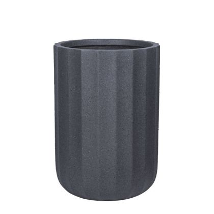 Саксия от фиберглина, черен гранит, колона, висока, голяма - Φ43.5x62см