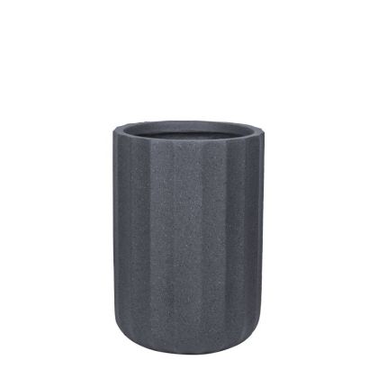 Саксия от фиберглина, черен гранит, колона, висока, средна - Φ35x50.5см