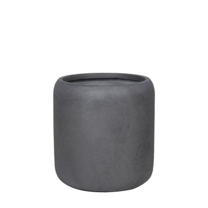 Саксия от фибърглина, сива, с въглищна буч, средна - Φ42x43см
