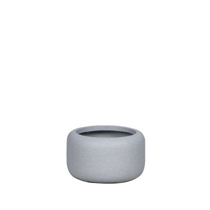 Саксия от фибърклай сив гранит, помпа, буче, къса, малка - Φ34x20см