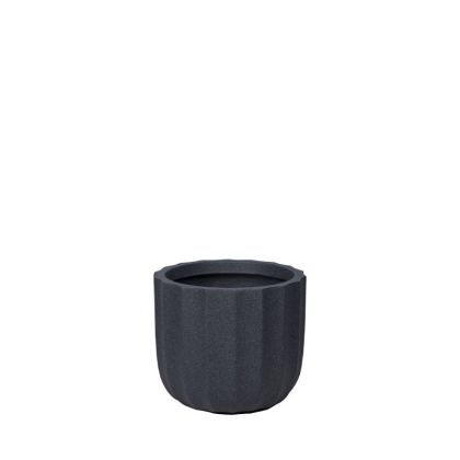 Саксия от черен гранит с фиберклей със ...сии за колона - Φ29x25см