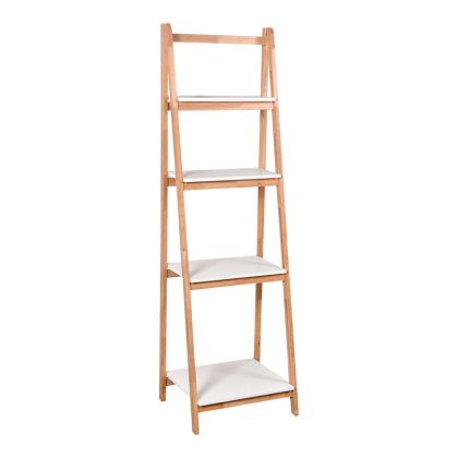 СГЪВАЕМА ПОДОВА ЕТАЖЕРКА BENWEN ОТ КАУЧУКОВО ДЪРВО-MDF В БЯЛО-ЕСТЕСТВЕН ЦВЯТ 42X34.5X140СМ