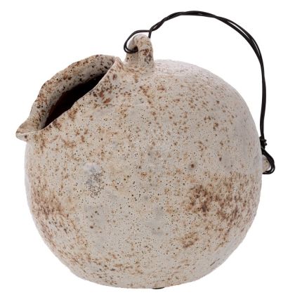 СИВА КЕРАМИЧНА ВАЗА И ТЕЛЕНА ДРЪЖКА 24X24X26 СМ