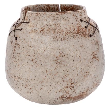 СИВА КЕРАМИЧНА САКСИЯ С ТЕЛЕНИ ВРЪЗКИ 24X24X20 СМ