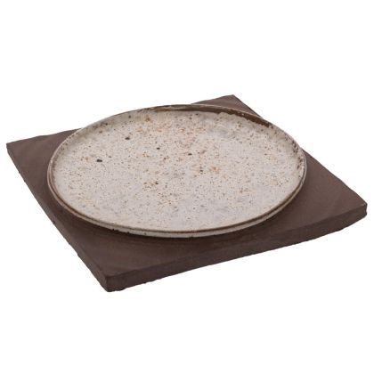 СИВА КЕРАМИЧНА ЧИНИЯ С ЧЕРНА ОСНОВА 22X22X2,5 СМ