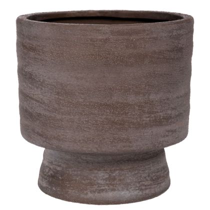 СИВА КРЪГЛА КЕРАМИЧНА САКСИЯ 14X14X14 СМ