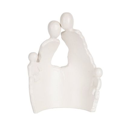 Скулптура керамична семейна бяла 14.2x8x19.5см