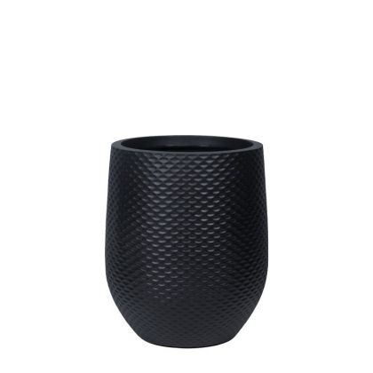 Средна саксия от фиберглина, плаваща черна - Φ37x45см