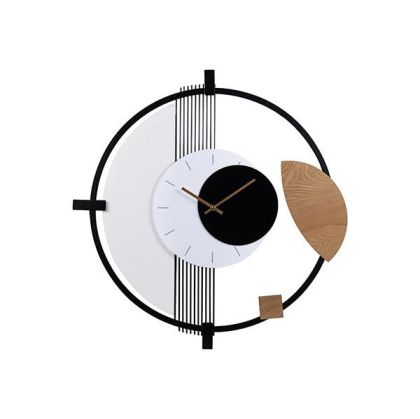 СТЕНЕН ЧАСОВНИК МЕТАЛ-ДЪРВО ЧЕРНО-БЯЛО-КАФЯВО 60X4X60СМ