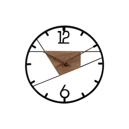 СТЕНЕН ЧАСОВНИК МЕТАЛ-ДЪРВО ЧЕРНО-КАФЯВ 43X4.5X43СМ