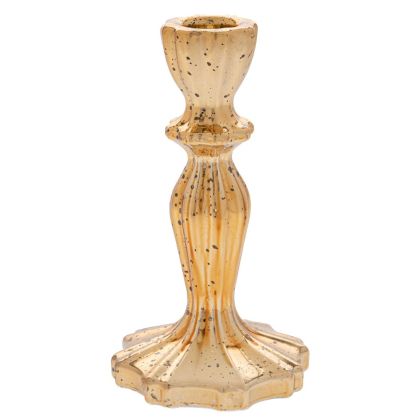 СТЪКЛЕН ЗЛАТИСТ СВЕЩНИК 8.3X15.5СМ.