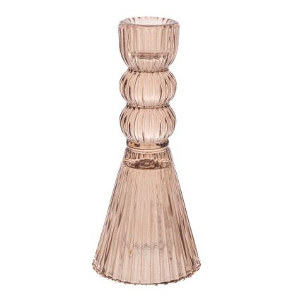 СТЪКЛЕН СВЕТЛОКАФЯВ СВЕЩНИК 6.2X15СМ.