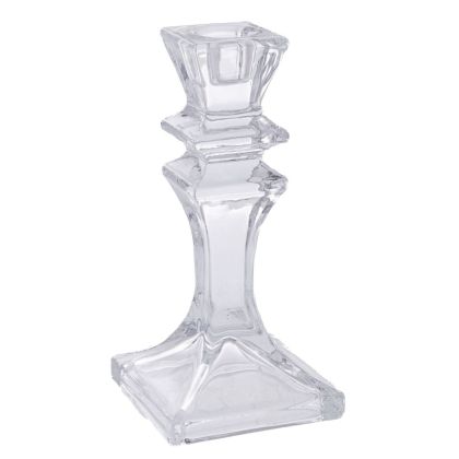 СТЪКЛЕН СВЕЩНИК 7.7X7.7X15.5СМ.