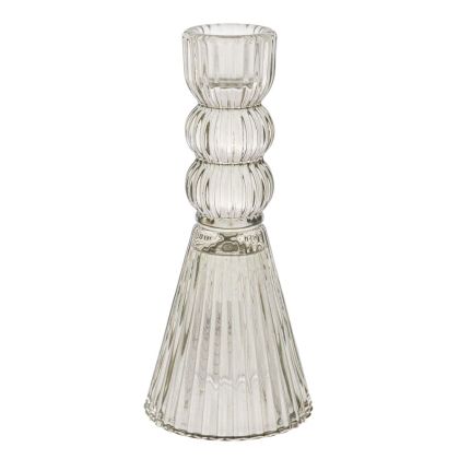 СТЪКЛЕН СИВ СВЕЩНИК 6.2X15СМ.