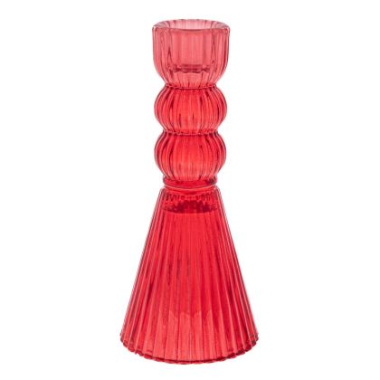 СТЪКЛЕН ЧЕРВЕН СВЕЩНИК 6.2X15СМ.