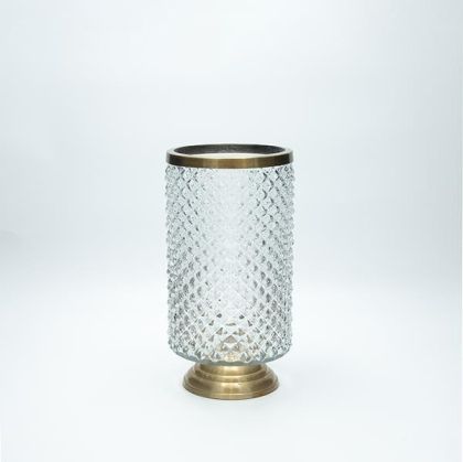 Стъклена ваза златна 13.5x21.5см