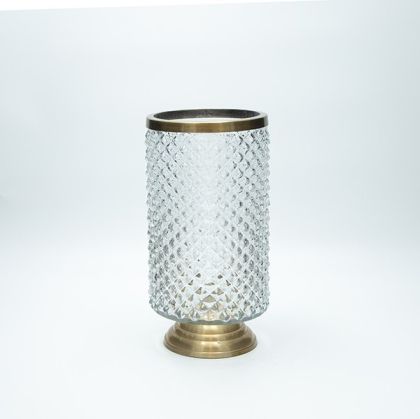 Стъклена ваза златна 26.5x13.5см