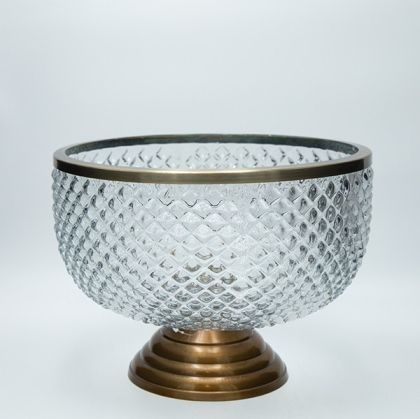 Стъклена купа златиста 22x28см