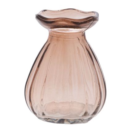 СТЪКЛЕНА СВЕТЛОКАФЯВА ВАЗА 6.7X8.7СМ.