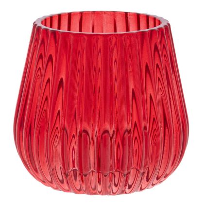 СТЪКЛЕНА ЧЕРВЕНА МАЛКА ВАЗА 8.1X7.4СМ.